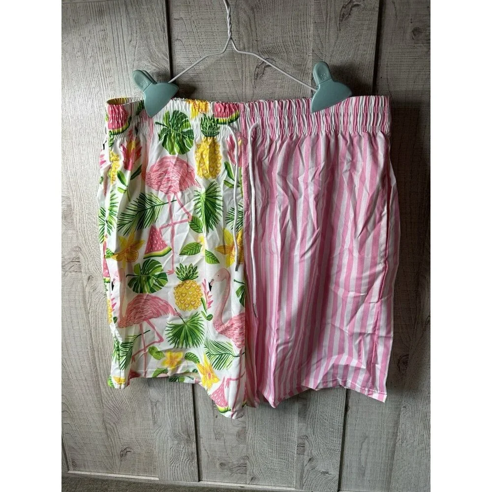 Hawaiian 4 pc Shirt Shorts Set Size XL w/ Bucket Hat & Sunglasses Beach Flamingo - Picture 4 of 8